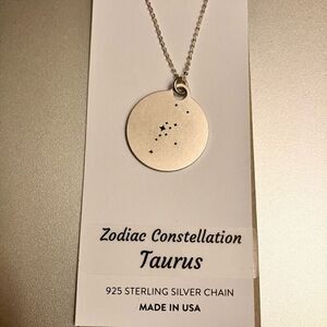 Zootility Unisex .925 Silver Taurus Constellation 20” Necklace / NWT